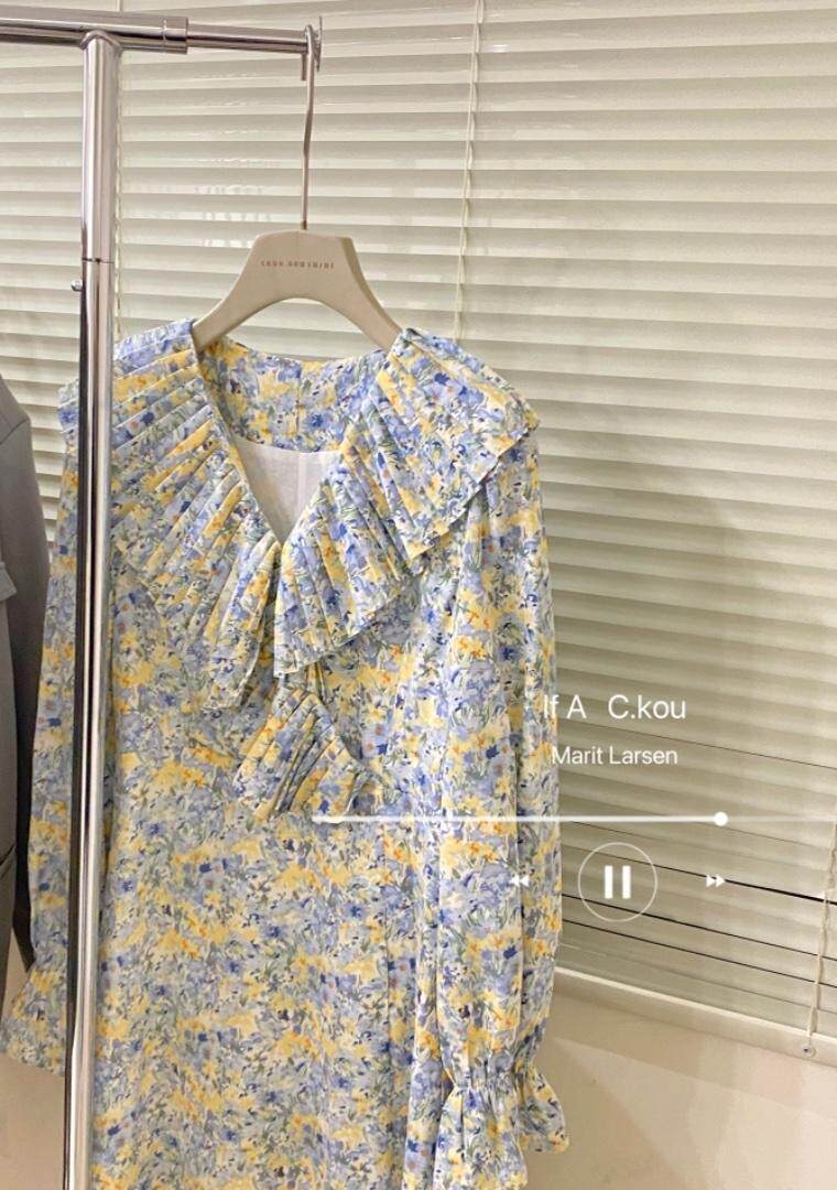 春季新款花连衣裙，女装连衣裙，唇蔻