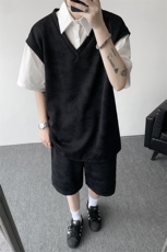 扎染套装西装领休闲春夏套装短袖短裤潮流休闲套装扎染面料特P65，男装休闲套装，电商B319