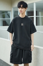 短袖T恤套装男25新款夏季休闲运动服搭配帅气短裤两件套3273-P70，男装休闲套装，电商A355（原A415）