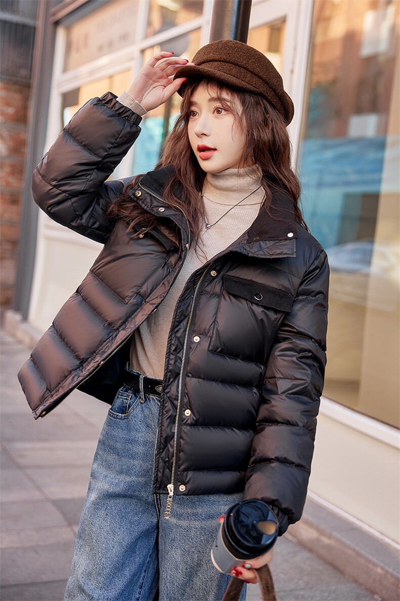 冬装新款时尚气质显瘦加厚90%白鸭绒短款帅气羽绒服,女装羽绒服,姿衣坊