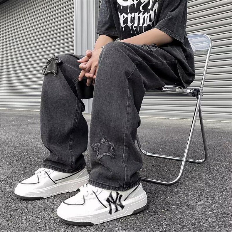 直脚流行牛仔裤潮男长裤夏季水洗宽松直筒拉链KK008-P40,男装牛仔裤,星座911-3