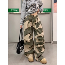 复古迷彩工装裤男女潮牌宽松直筒休闲长裤高街牛仔裤LB31422-P53，男装牛仔裤，星座1008