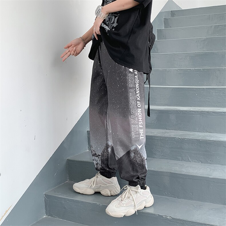 日系高街运动纯色韩版休闲裤宽松星空渐变九分束脚裤K1303-P30,男装休闲裤,星座512-4