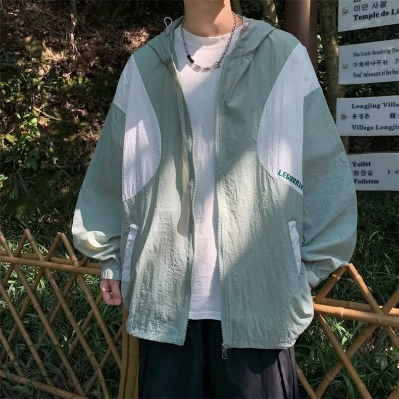 防晒衣男韩版潮流撞色连帽夏季薄款2023新款ins百搭外套W4836-P43,男装防晒衣,星座412-3