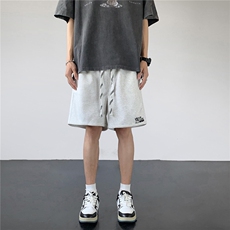 320G针织短裤夏季男士短裤字母绣花五分裤男夏天ins潮流港风裤子，男装牛仔裤，电商C306-1