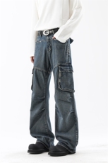 高品质B221美式ins高街暗黑宽松工装牛仔裤LK24341-P70控98，男装牛仔裤，电商B221