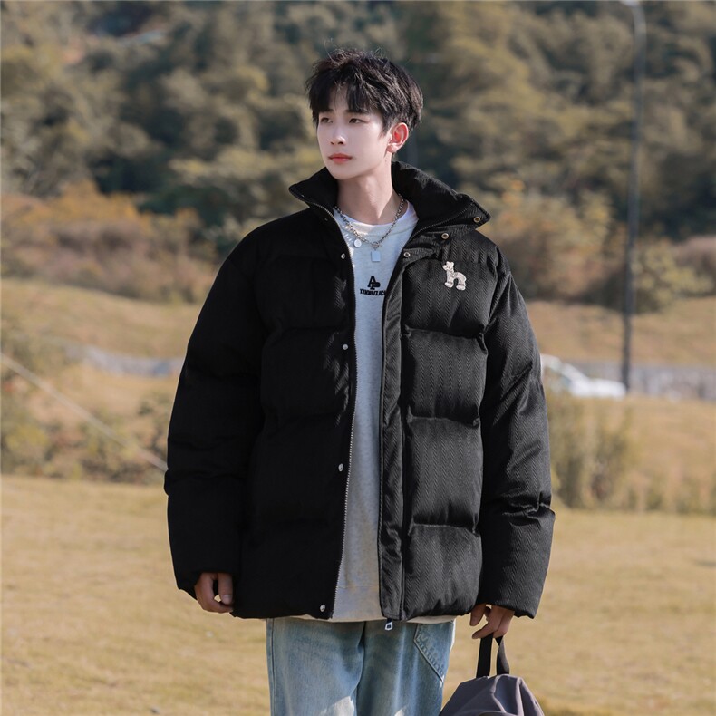 字母刺绣灯芯绒麻花条冬季纯色棉衣棉服外套男XMY2312-P115控158,男装棉衣,电商B370