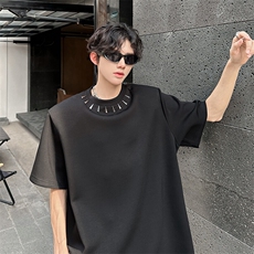 空气层重磅黑色短袖男夏季简约百搭垫肩T恤潮A071-T74-P40，男装T恤，电商A071