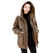 2024冬季新款胖MM200斤大码时尚气质加绒保暖舒适连帽派克服棉衣，女装棉衣/棉服，妃曼