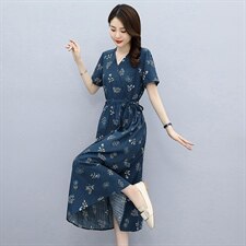 2021夏季新款简约时尚气质V领抽绳系带收腰修身显瘦连衣裙，女装连衣裙，多彩