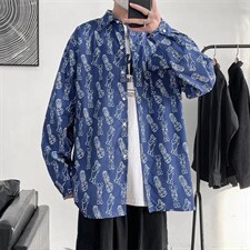 ins欧美高街嘻哈西海岸腰果花长袖衬衫C003P32，男装衬衫，星座1116-2