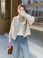 洋气时髦短款毛呢外套女2025秋冬季新款韩版显瘦气质双面羊毛上衣，女装双面呢大衣，蝶眷