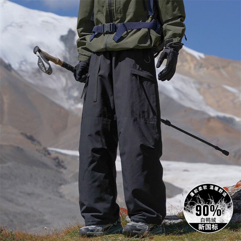 羽绒裤男士款登山长裤冬季户外穿骑行三防休闲工装裤子K6781P115,男装棉裤,电商D310B