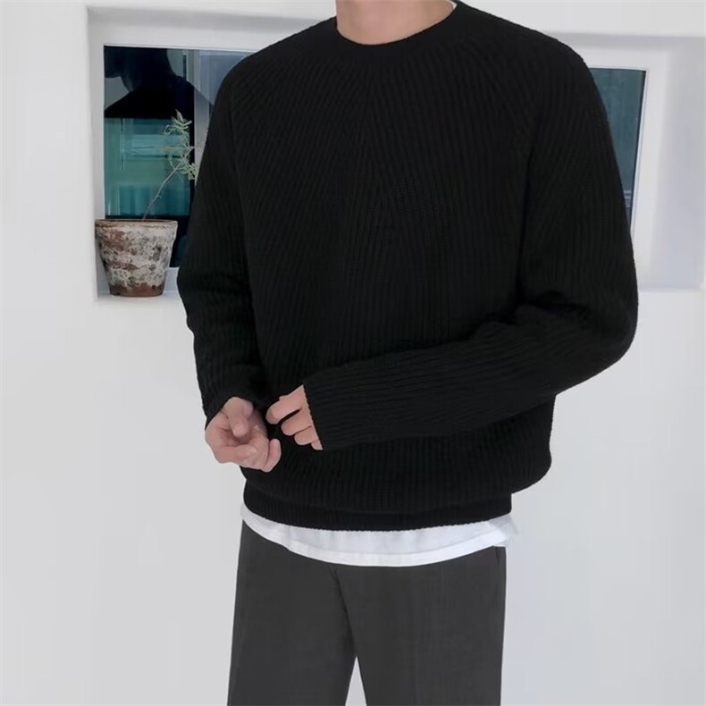 韩版毛衣男秋冬加厚宽松圆领潮流青年百搭纯色套头针织衫休闲外套,男装针织衫/毛衣,星座506A
