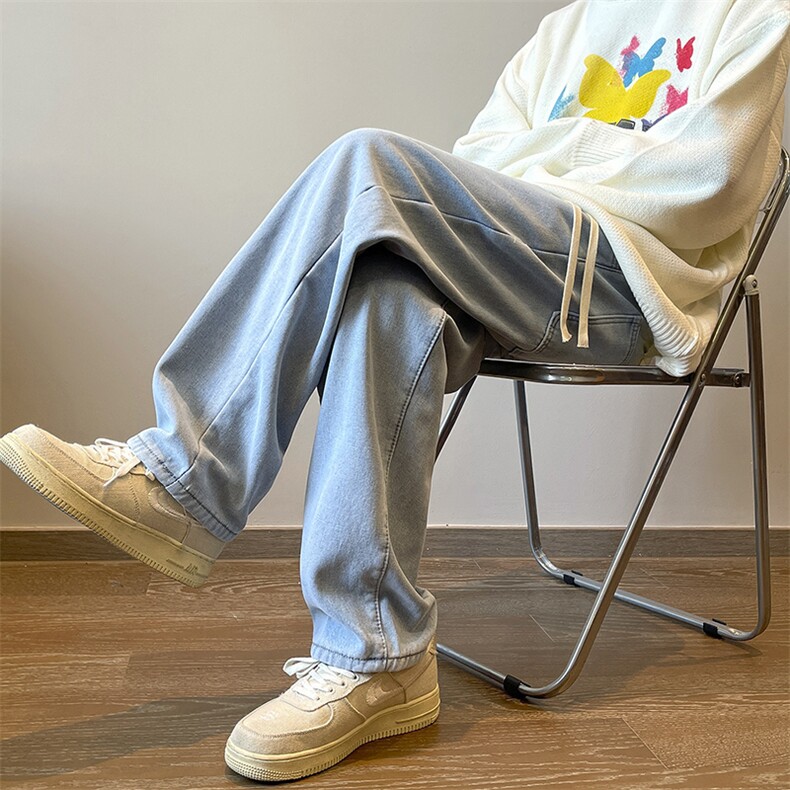 加绒加厚牛仔裤宽松直筒休闲裤KN12P40加绒P50,男装牛仔裤,电商D325