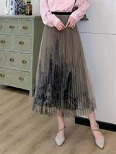 秋冬新款现货，白搭优雅水墨画显瘦纱裙，其它，艺尚丽人