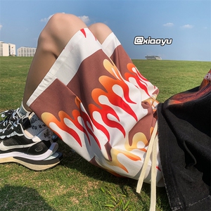 XZ616 夏季新款满印火焰冰丝五分裤休闲沙滩裤 TY882 P25控39图片