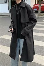 秋季ins港风潮牌双排扣中长款风衣帅气披风宽松bf大衣W1686-P63，男装风衣，星座512-4