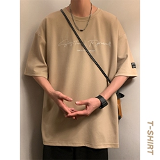 冰氧仿棉短袖港风暖光夏季休闲百搭字母印花男上衣TC3152-P22控48，男装T恤，星座717