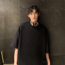 高品质版本抖音得物二开300克重磅纯棉T恤男美式休闲纯色短袖体恤，男装T恤，电商A486