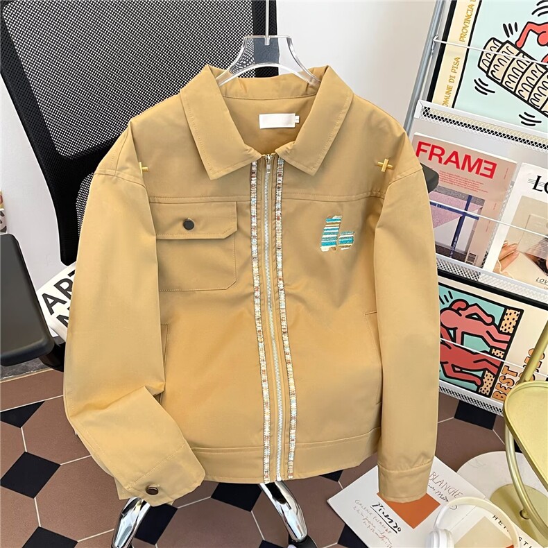 WJ0627-P65工装外套秋季新款设计感小众宽松休闲美式翻领夹克上衣,男装夹克,电商C233