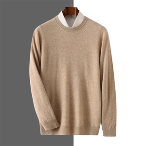 2025秋季新款圆领长袖纯色男士套头衫休闲百搭图片