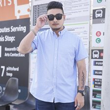 2XL-10XL男士短袖衬衣商务休闲格子衬衫加肥加大码上衣2930，男装衬衫，星座802