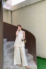 气质优雅无袖背心阔腿裤套装女夏2025新款轻熟风休闲高级感两件套，女装套装/套裙，2C015