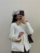 独屿灯芯绒拼接羽绒服90白鸭绒现货，女装羽绒服，独屿