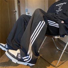 抖音品质秋季新款潮流条纹宽松休闲卫裤B315-K24269-特p40控78，男装休闲裤，电商B315