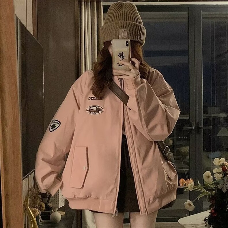 美式羊羔毛领棉服少女冬装2024新款初中高中学生宽松棉衣加厚外套,男装棉衣,星座506A