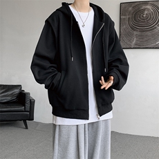 cleanfit重磅连帽卫衣男美式高街假两件开衫短款垫肩外套KS003P55，女装短外套，电商B312