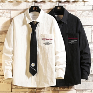 LC42110-P45 痞帅领带长袖衬衫男士大码dk制服男jk衬衣男图片