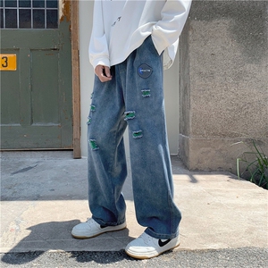 阔腿裤美式街头oversize宽松直筒牛仔裤男ins长筒裤潮 K4137-P48图片