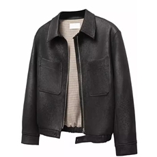 千鸟格内里皮衣外套男美式高街霜冻裂纹pu皮猎装夹克，男装皮衣，星座410-7