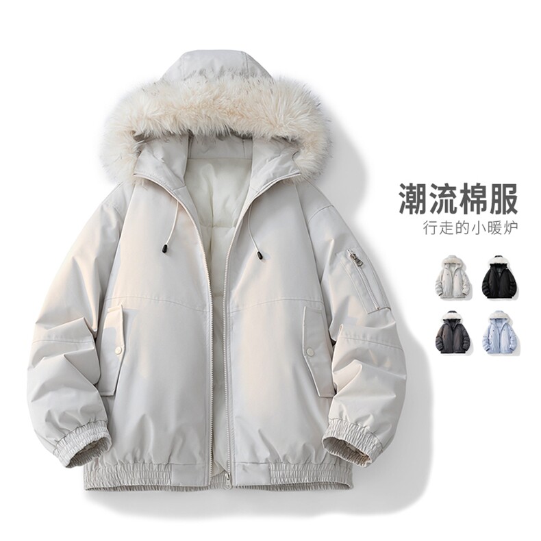 美式座山雕毛领连帽棉服男款冬季加厚保暖情侣棉衣MY2525-P100,男装棉衣,星座610（原A335）