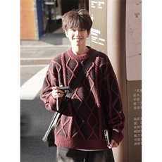 JY496-P52美式复古休闲慵懒风V领针织衫男纯色外套，男装针织衫/毛衣，星座1501-3