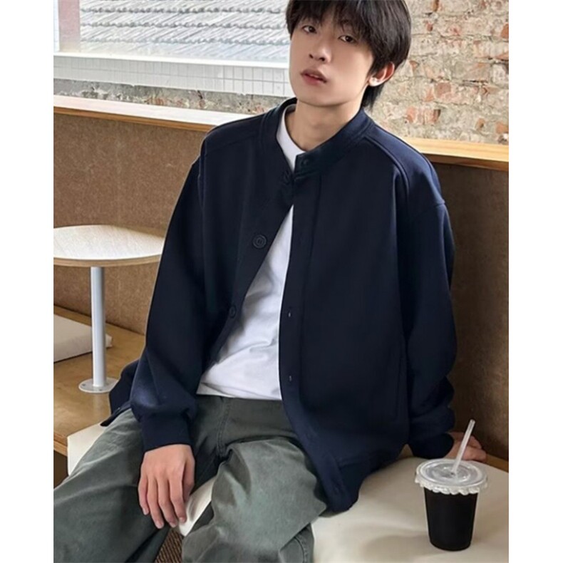 春秋纯色插肩拼接立领外套男士运动拉链休闲夹克开衫W88001,男装夹克,星座1116A（原606A-3）