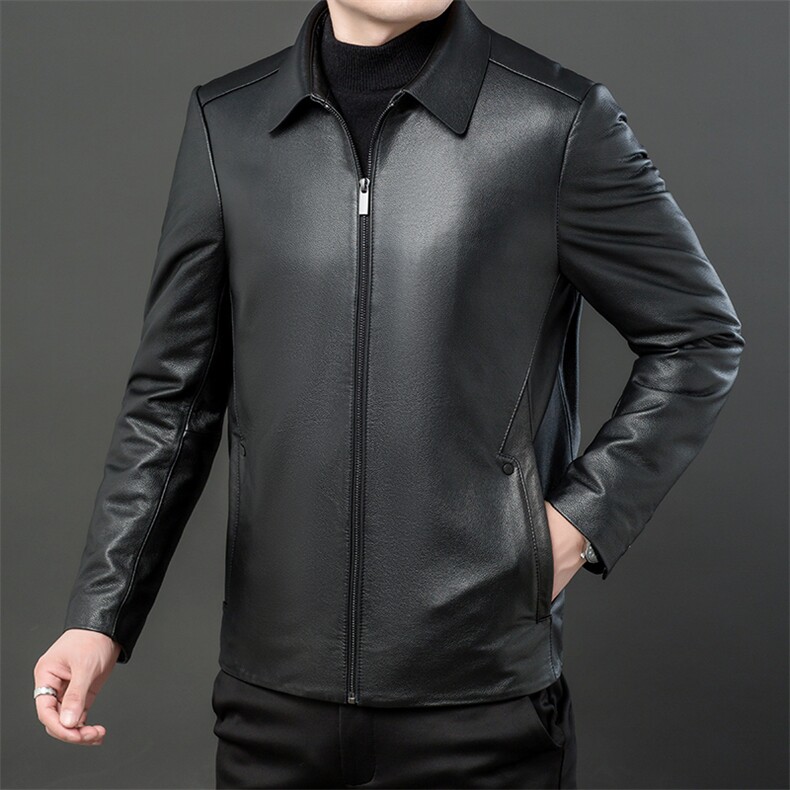 2301-1秋冬新款男士真皮羽绒服可脱卸内胆牛皮外套商务男装P600图片