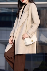 2025年秋季通勤长袖双翻领百搭双面呢大衣，女装双面呢大衣，森墨