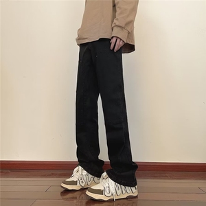 美式vibe裤子高街水洗牛仔裤男设计感小众拉链裤B8152P45图片