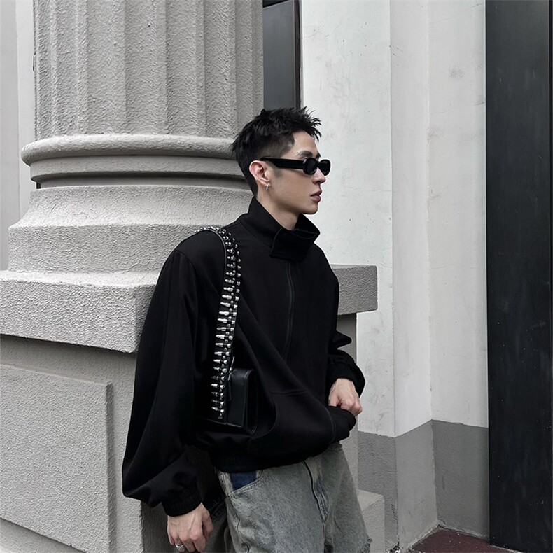 美潮情侣开衫卫衣设计感垫肩外套A426P70控98，女装短外套，电商A309