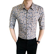 312A-115-P552025新款韩版修身帅气花衬衫英伦时尚男士衬衣B，男装衬衫，星座312A-5