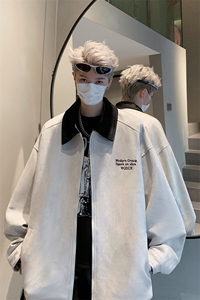 2025年秋季新款港风拼接刺绣夹克宽松情侣装外套男 C213-7862-P88图片