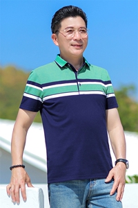 男装短袖T恤男2023夏季新款撞色翻领POLO衫中年商务休闲体恤上衣图片