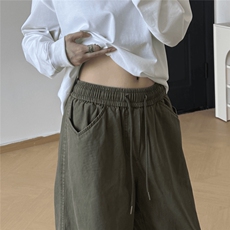 弯刀裤阔腿裤褶皱水洗棉裤子GZ100P43现货，男装棉裤，电商A466