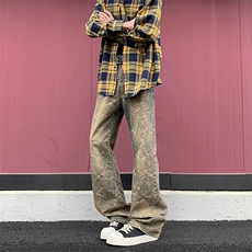 2025新款美式高街小众微喇牛仔裤复古水洗中性男现货K8364-P37，男装牛仔裤，星座512-4
