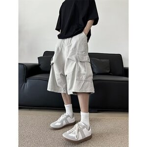 夏季复古大口袋工装短裤男女街头宽松阔腿七分裤  网图DK2586-P48图片