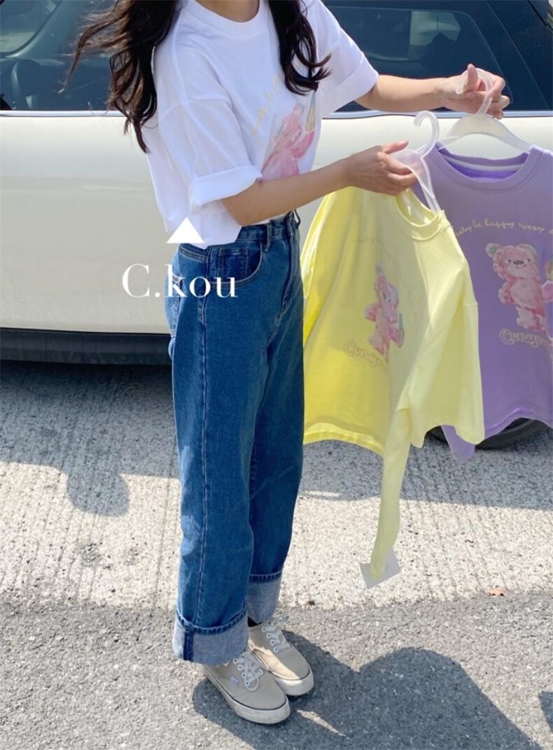 夏季新款卡通T恤，女装T恤，唇蔻