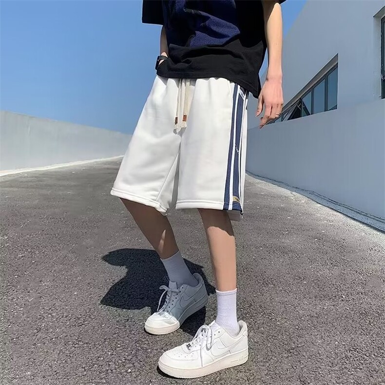 夏季新款休闲短裤男潮牌拼色运动字母潮流宽松学生五分裤DK65p30,男装牛仔裤,星座1013